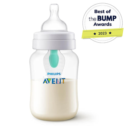 Philips Avent Anti-Colic Bottle with AirFree Vent, 4oz, with Flow 1 Nipples, 0m+, 4pk, Clear, SCY701/04