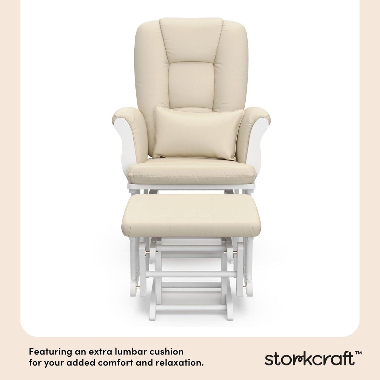 Storkcraft Tuscany Glider with Ottoman (Black/Gray) — GREENGUARD Gold Certified, Bonus Lumbar Cushion Included, Solid Wood Base, Smooth Motion, Award-Winning Nursery Rocking Chair, Glider and Ottoman
