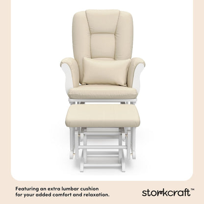 Storkcraft Tuscany Glider with Ottoman (Black/Gray) — GREENGUARD Gold Certified, Bonus Lumbar Cushion Included, Solid Wood Base, Smooth Motion, Award-Winning Nursery Rocking Chair, Glider and Ottoman