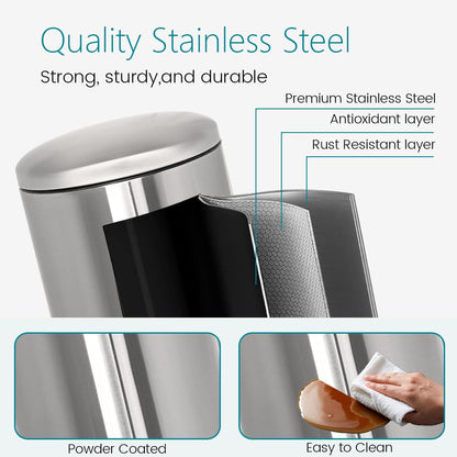 Diaper Pail, Airtight Odor Control Baby Diaper Bin with Childproof Lock, Stainless Steel Garbage Pail with lid, 15 Liter/ 4 Gallon Compact Nursery Trash Can with Removal Inner Liner, Blue