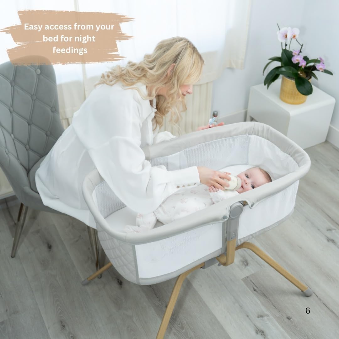 Baby Bassinet with Rocking/Gliding, Portable Bedside Sleeper for Baby with Foam Mattress, Baby Bedside Crib for Newborns and Infants with Carrybag