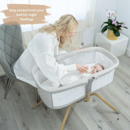 Baby Bassinet with Rocking/Gliding, Portable Bedside Sleeper for Baby with Foam Mattress, Baby Bedside Crib for Newborns and Infants with Carrybag