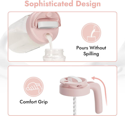 Papablic 32oz Formula Mixing Pitcher Lid, Breastmilk Pitcher Mixing Handle & Flip Locking Spout for Mixing Formula/Breastmilk/Protein Powder/Coffee, Blue