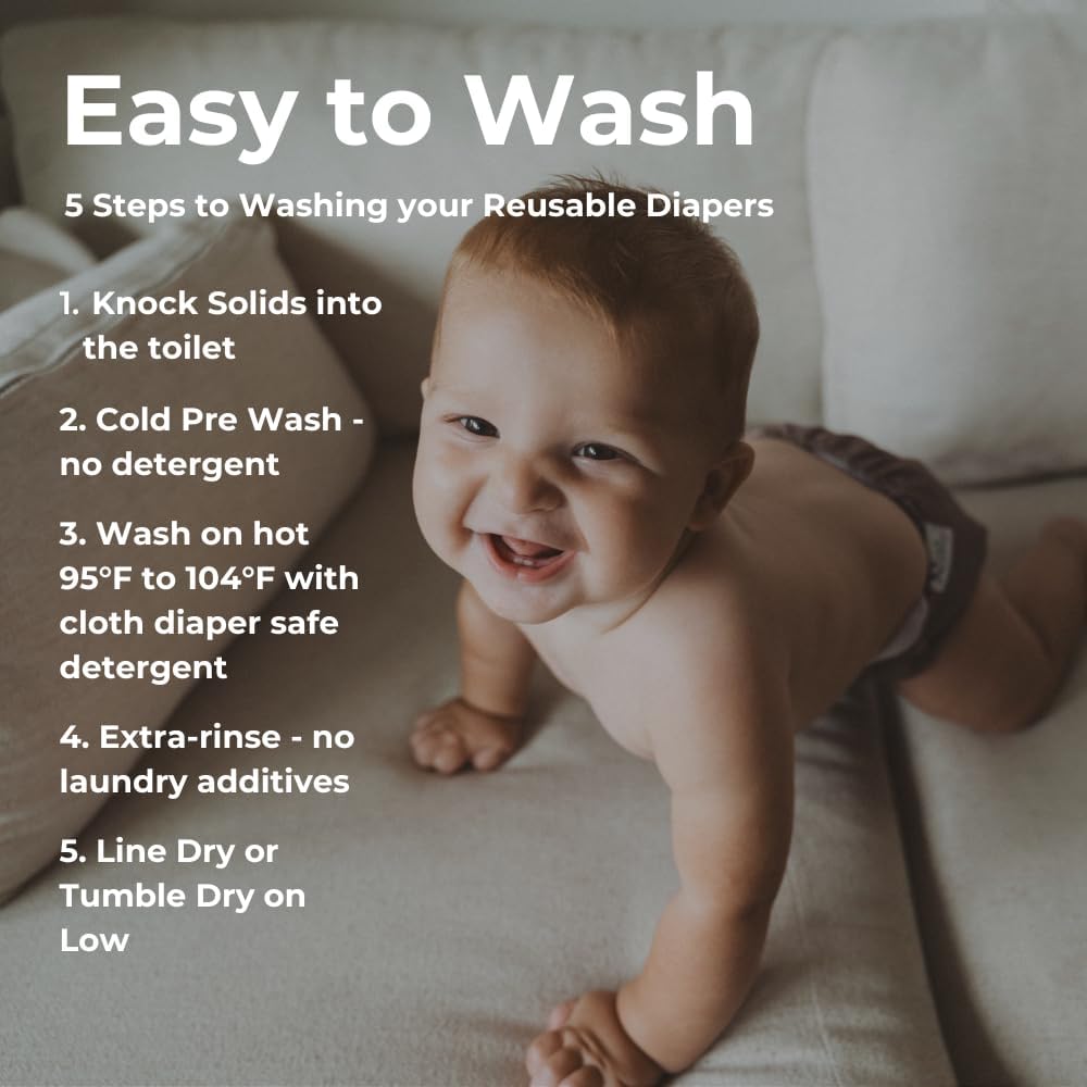 Nora's Nursery AWJ Cloth Diapers 7 Pack with 1 Wet Bag - Waterproof Cover, Washable, Reusable & One Size Adjustable Pocket Diapers for Newborns and Toddlers - Dahlia