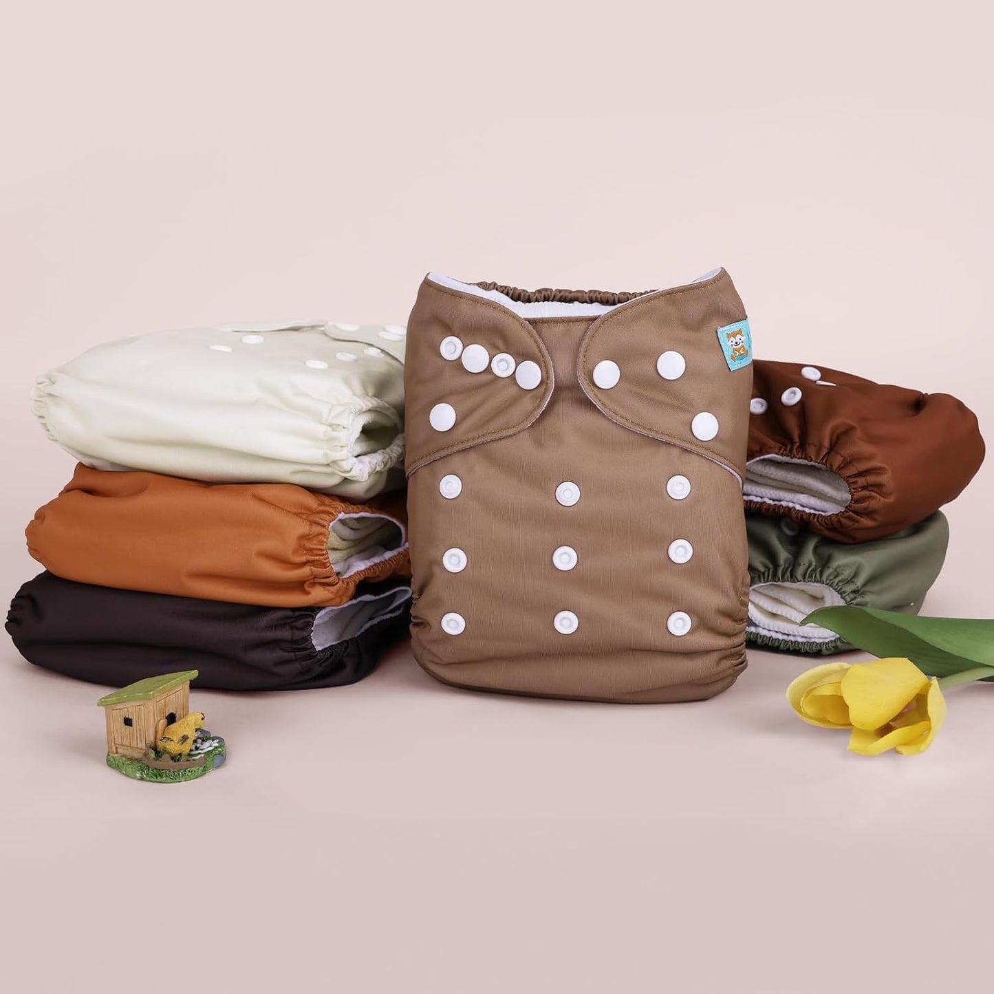 ALVABABY Baby Cloth Diapers 6 Pack with 12 Inserts Cloth Diaper Covers Adjustable Washable Reusable for Baby Girls and Boys