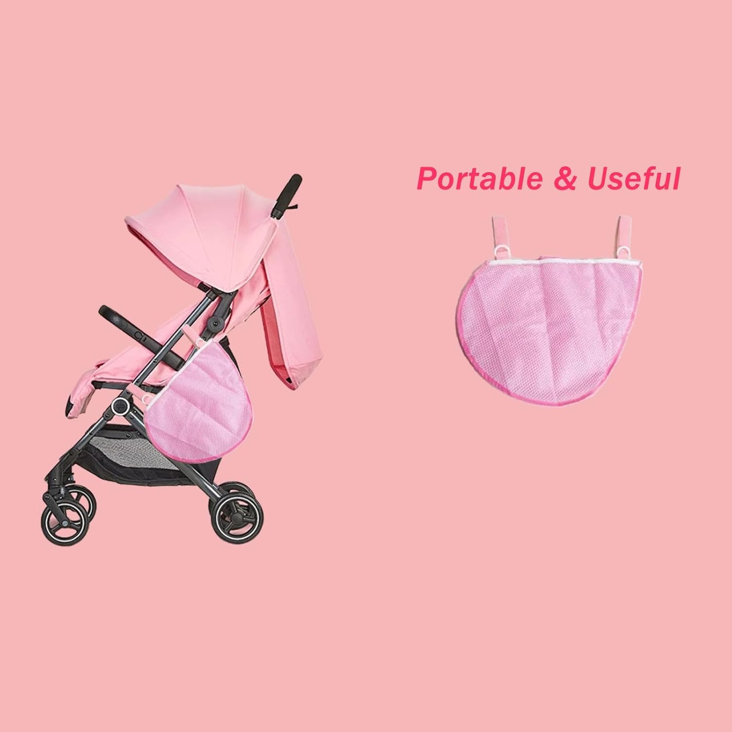 2 Pack Portable Side Sling Stroller Cargo Net ,Non-Slip and Adjustable Straps Storage Mesh Bag ,Food Storage , Storage Bag for Baby Stroller Cargo Mesh Bag Storage Universal Stroller Organizer (Blue)