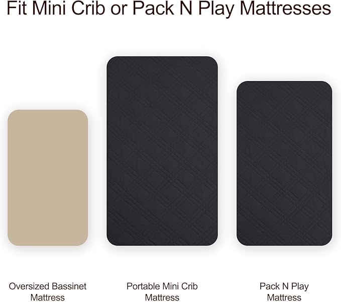 david's kids 2 Pack Waterproof Mini Crib Mattress Protector, Fit Pack N Play, Playard and Mini Crib Mattresses, Ultra Soft Breathable Pad Cover for Boys Girls Neutral, Black Checker