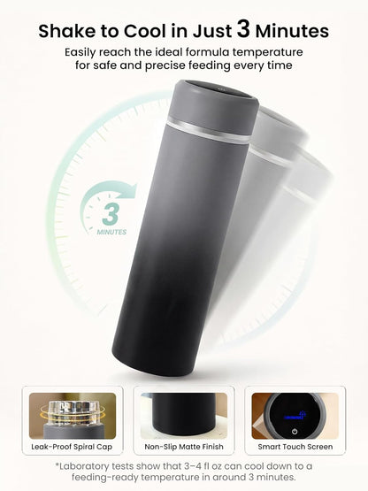 Grownsy Portable Baby Formula Bottle Maker, Rapid Cooling in 3 Min, Pure Physical Cooling, No Power Needed, Smart Color Temp Display, Travel & Night Feeding Essential, Includes Formula Dispenser,Green