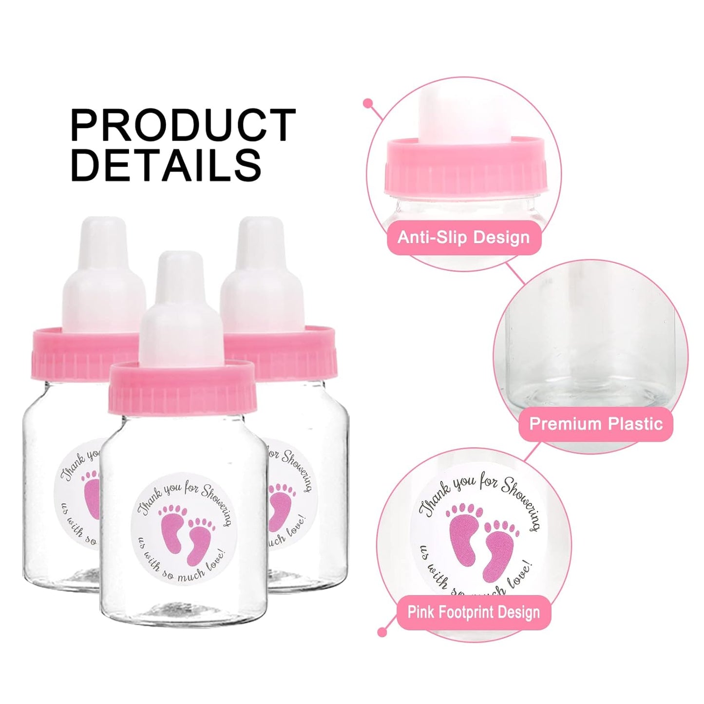72 Pieces of Mini Baby Shower Milk Bottles Favors for Baby Shower White Plastic Mini Bottles Party Favors Boy Party Games Decorations (Blue)