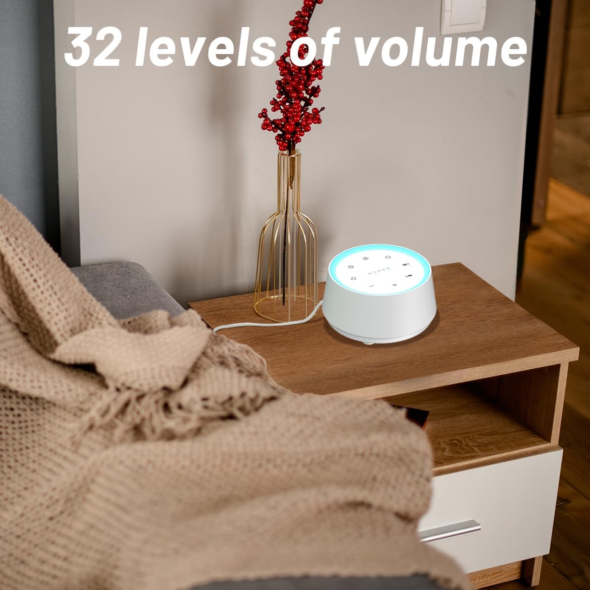 EasyHome Sleep Sound Machine White Noise Machines with 30 Soothing Sounds 12 Adjustable Night Light 10 Adjustment Brightness 32 Levels of Volume 5 Timers and Memory Function Home Travel Office