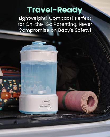GROWNSY Bottle Sterilizer and Dryer, Compact Electric Steam Baby Bottle Sterilizer (Esterilizador de Biberones), Bottle Sanitizer for Baby Bottles, Pacifiers, Pump Parts