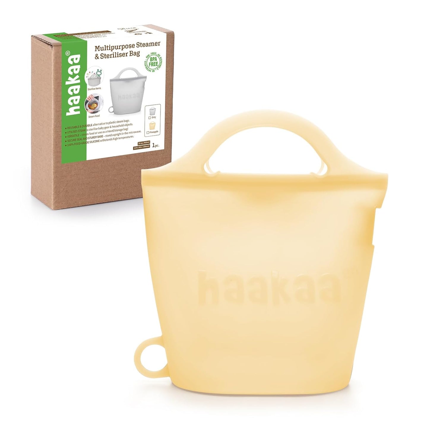 Haakaa On-The-Go Silicone Microwave Steam Sterilizer Bags for Travel, 40oz/1250ml Reusable Silicone Steaming Bags for Baby Bottles, Breast Pump, Accessories, Pacifiers, Teethers,Grey/1PC