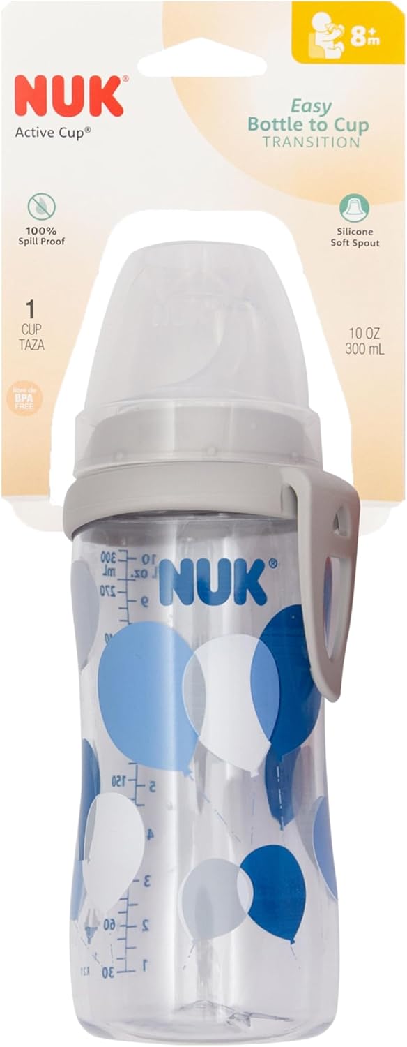 NUK Active Spill Proof Sippy Cup, 10 oz, 2 Pack, 8+ Months, Pink – BPA Free, Spill Proof Sippy Cup