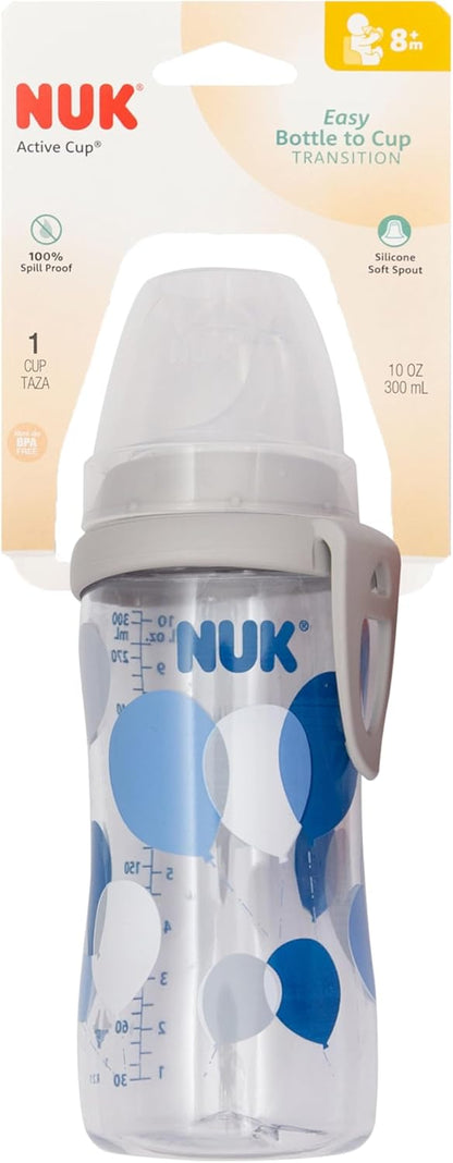 NUK Active Spill Proof Sippy Cup, 10 oz, 2 Pack, 8+ Months, Pink – BPA Free, Spill Proof Sippy Cup