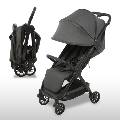 Pika Lightweight Travel Stroller for Airplane – Foldable Compact Baby Stroller, Portable Toddler Strollers with Auto-Folding Design, Adjustable Footrest, UV Canopy, Mesh Window - Up to 55 lbs
