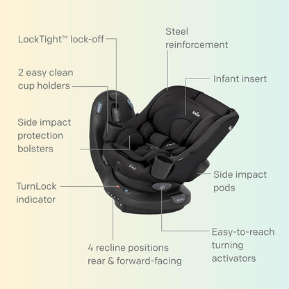 Chili Spin SI Rotating 2-in-1 Convertible Car Seat, Rear and Forward-Facing, No-Rethread Harness, Tested for Safety Standards (Mocha)