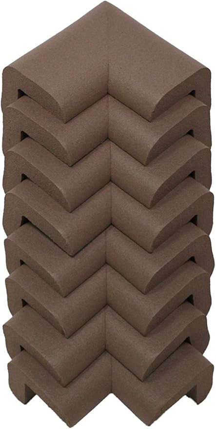 KidKusion Corner Cushion | Made in USA | Brown | 8 Pack | Furniture and Corner Protector
