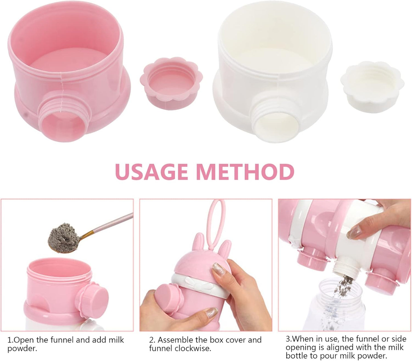 Kisangel Stackable Formula Dispenser 3 Layer Baby Milk Powder Dispenser Travel Milk Powder Container for Non- Spill Portable Home Storage