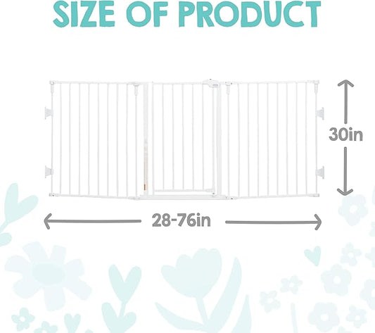 Regalo Safety 28"-76” Super Wide Configurable Baby Gate for Doorways & Open Spaces, 3-Panel Wall Mounted Safety Gate with Door for Babies, Toddlers & Pets, Includes Wall Mount Hardware