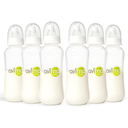 Avima 10 oz Anti Colic Baby Bottle Set - Medium Flow Nipples Included, Standard Neck, BPA Free - 3-6 Months, Stage 2 Feeding for Gas, Spit Up & Colic (Set of 8)