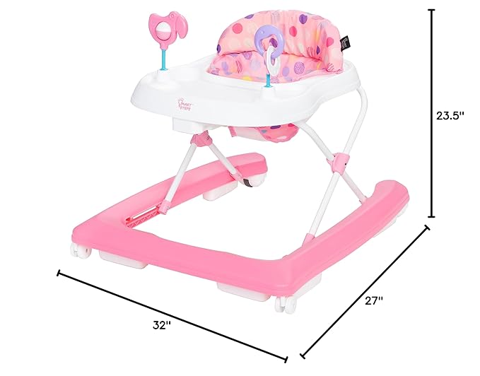 Smart Steps Trend Activity Walker and Entertainer with Removeable Toys, Large Tray, Cup Holder, Adjustable Height and Flat Fold Frame for Storage, Ages 6 Months +, Orbits Rose