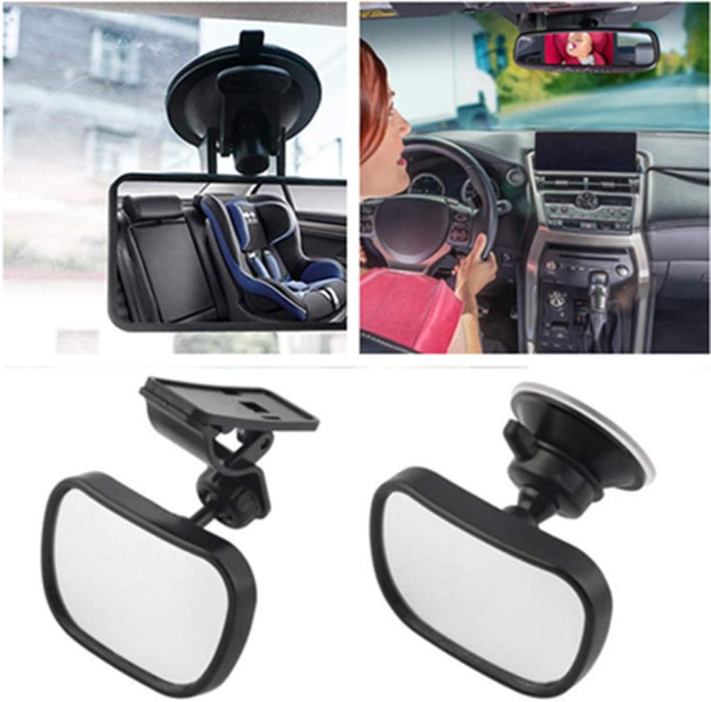 Baby Car Mirror, Monitor Infant Child Mirrors for Rear Facing Car Seat with Wide Clear View - Safety Shatterproof Rearview Mirror Adjustable Acrylic 360° for Back Seat(black)