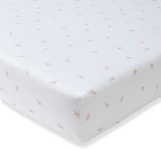 Burt's Bees Baby Essential Organic Cotton Fitted Crib Sheet, Breathable for Boy Girl Standard Crib & Toddler Mattresses