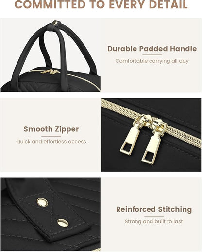 Pritent Diaper Bag Backpack,Baby Essentials Diapers Bag with Pacifier Case,Multipurpose Stylish Large Capacity Travel Backpack for Baby Girl/Boy(M-Black)