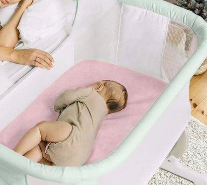 4 Pack Bassinet Sheets (19" x 33"), Compatible with Baby Delight, BabyBond, Dream On Me and Most Rectangle Bedside Sleeper Bassinet Mattress, Soft and Skin-Friendly, Mint Green and Color Rainbow