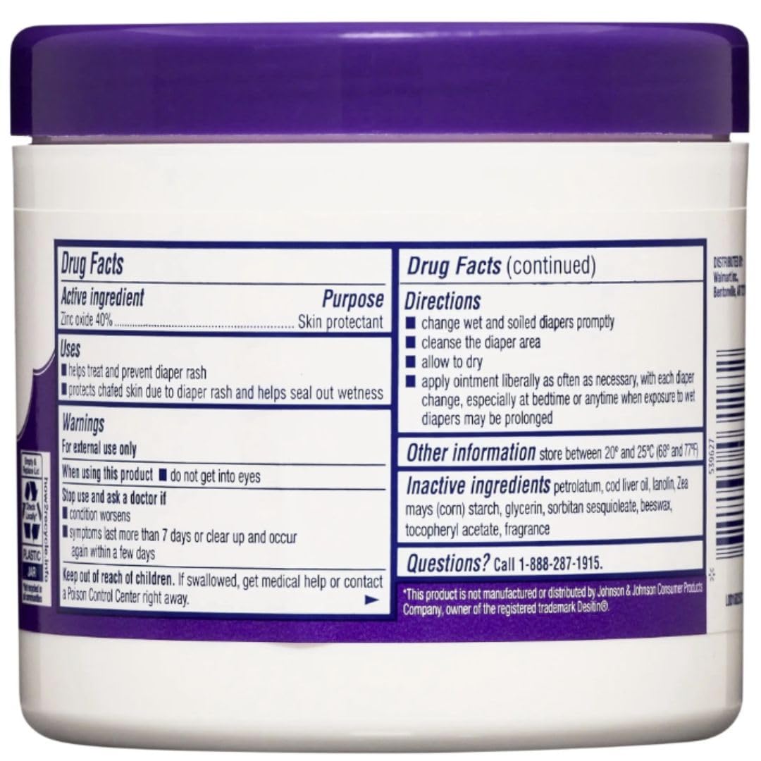 Equate Diaper Rash Ointment, 40% Zinc Oxide Skin Protectant, Paraben Free, Hypoallergenic, 16 oz, 3 Pack