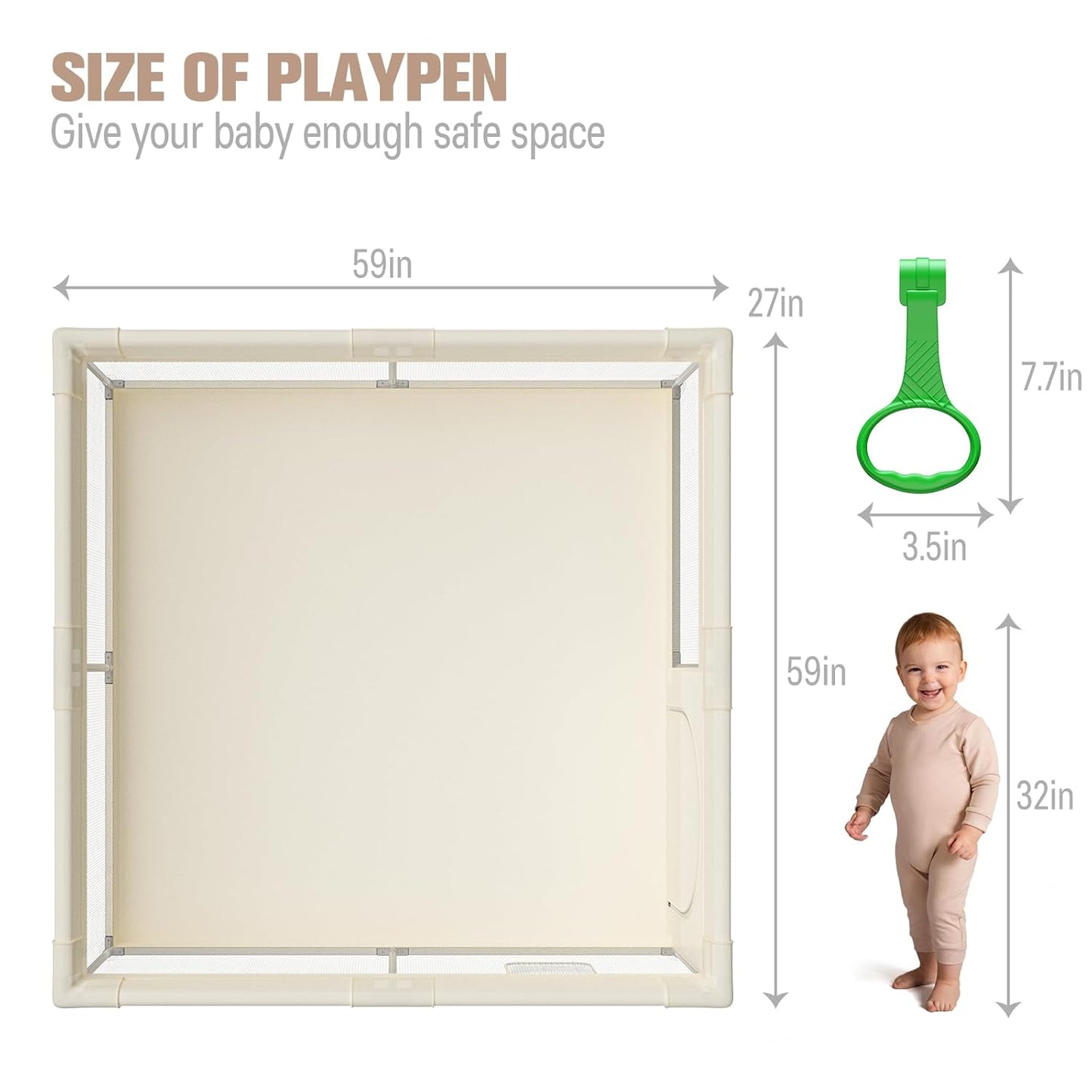 ZEEBABA Baby Playpen with Mat, Playpen for Babies and Toddlers, Small Baby Play Pens, Play Yard for Infants with Play Mat, 47x47inch Playard with Gate