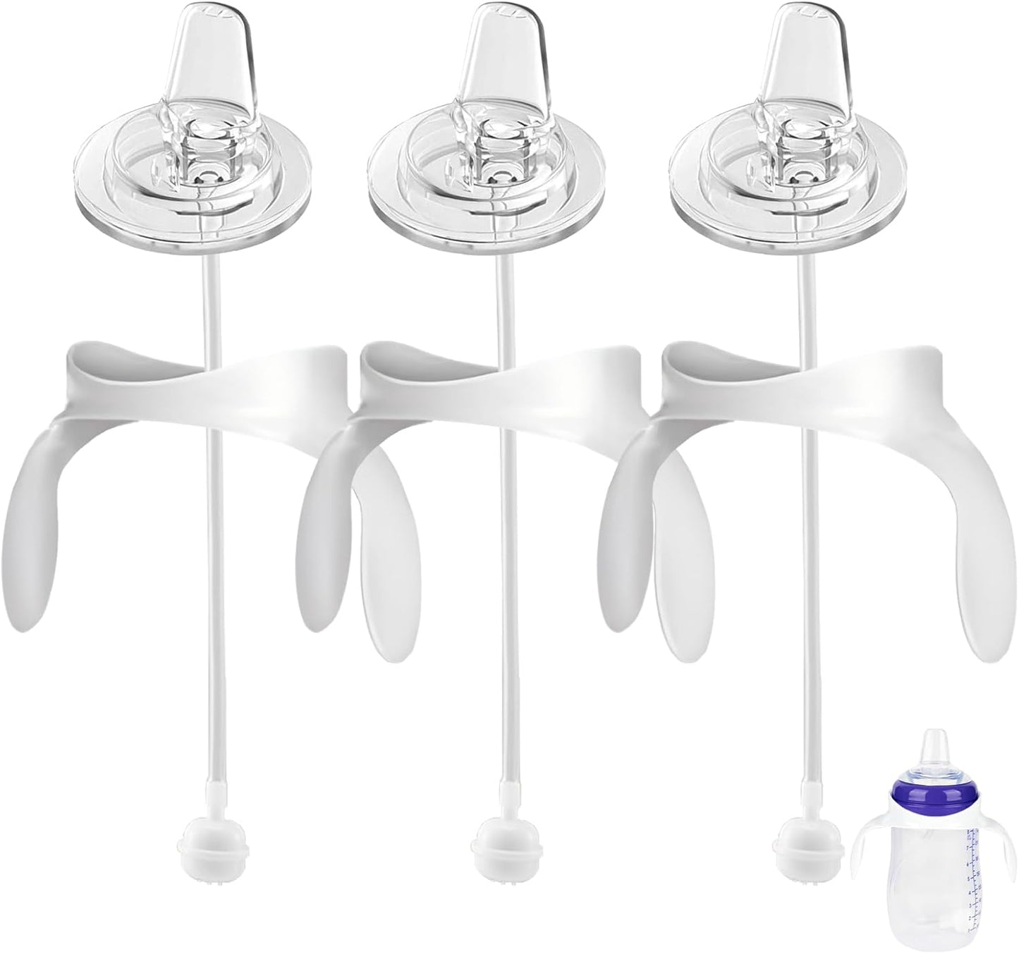 Spout Sippy Cup Conversion Kit for Lansinoh Baby Bottles, Soft Top and Weighted Ball Transition with Handles Converter 6m+, Set of 3