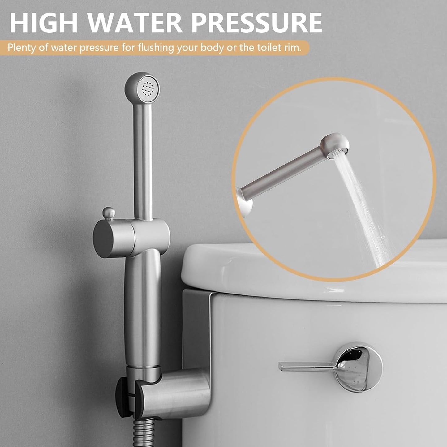 Handheld Bidet Sprayer for Toilet, All Brass Bathroom Toilet Sprayer Bidet Attachment Set, Baby Cloth Diaper Spraying Kit for Pet Bathing and Feminine Care, Brushed Nickel