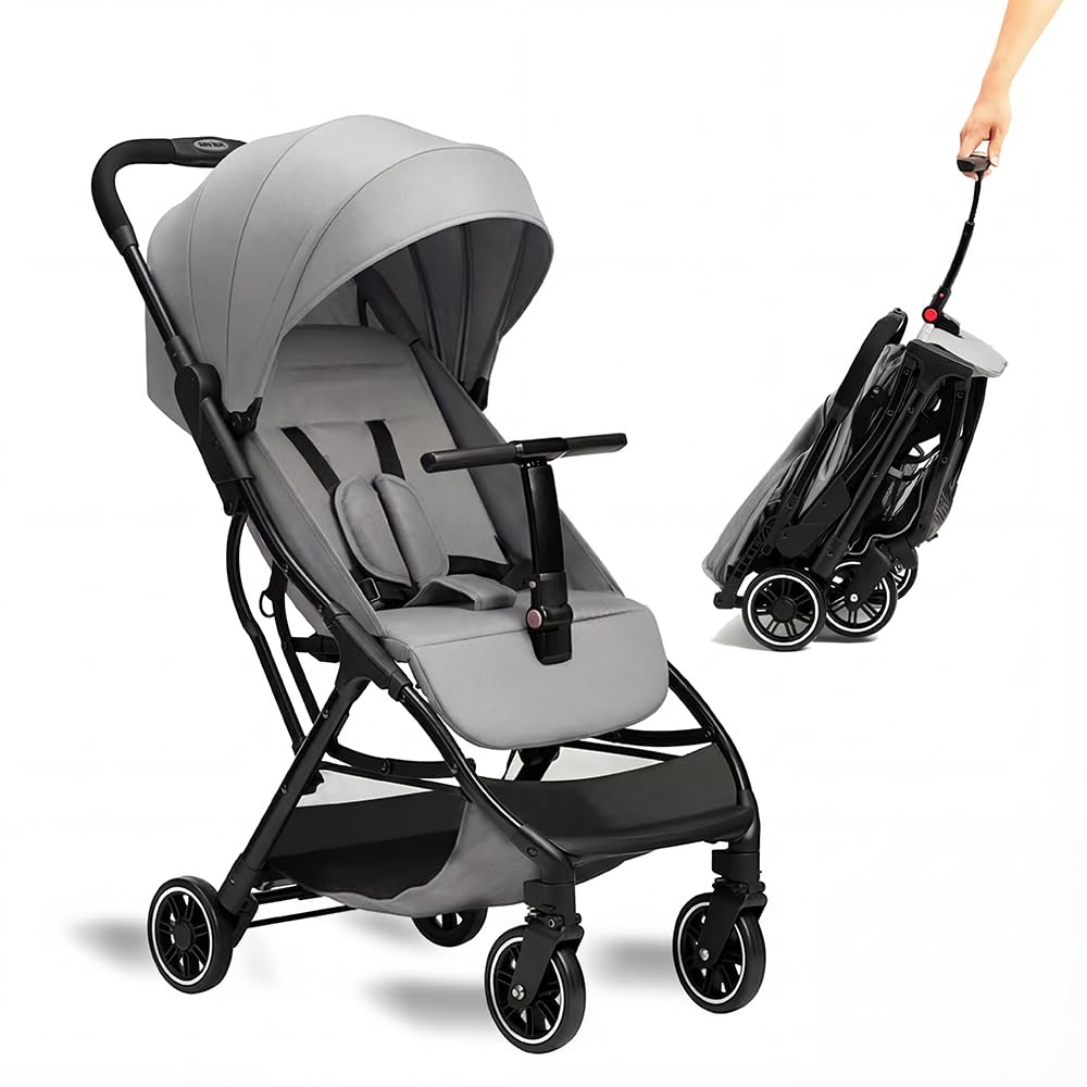 COOL KIDS Portable Stroller with Automatic Fold,Lightweight Umbrella Stroller with Pop Out Sun Canopy,Compact for Travel(Pink)