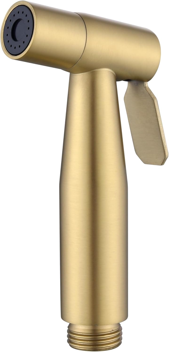 Brushed Gold Bidet Sprayer Head Only, Stainless Steel Brass Hand Bidet Sprayer with Adjustable Water Pressure Control for Baby Cloth Diaper & Bathroom & Pet Shower