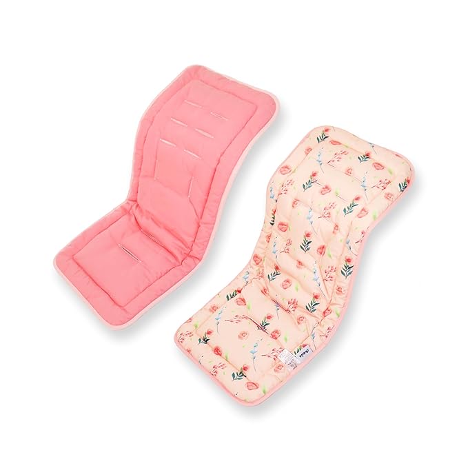 Baby Stroller Cushion, Baby Stroller Seat Liners Universal Stroller Liner, 100% Cotton Breathable and Soft Reversible Toddler Infant Car Seat Insert 34x78cm 1 Pack (Pink Rose)
