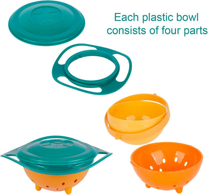 Berry President Baby Bowls with Suction Base, Spill-Proof Lid, Temperature-Sensing Spoon, Binaural Design Bowl for Babies Kids children Toddlers, First Stage Self Feeding (Pack of 3)