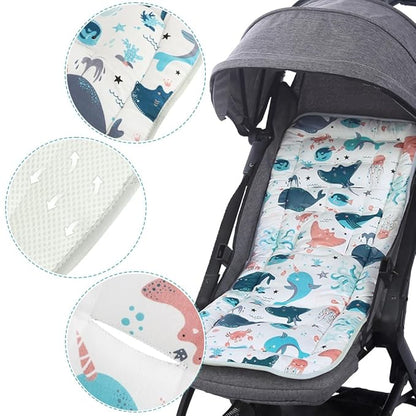 Universal Kids Stroller Seat Liner Cotton Kids Pushchair Cushion Seats Mat Breathable Stroller Liner Insert Mattress Soft Pushchair Seat Pad Pram Cushion Seats Pad Head Neck Body Support for 1-3 Years