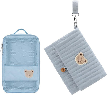 MOMIGO Baby Diaper Bag Organizer Pouches Waterproof Mini Diaper Bag - 2 pcs/set Foldable Hanging Bag Reusable, Washable or Cloth Diapers, with Gift for Baby Shower (Khaki（A）)