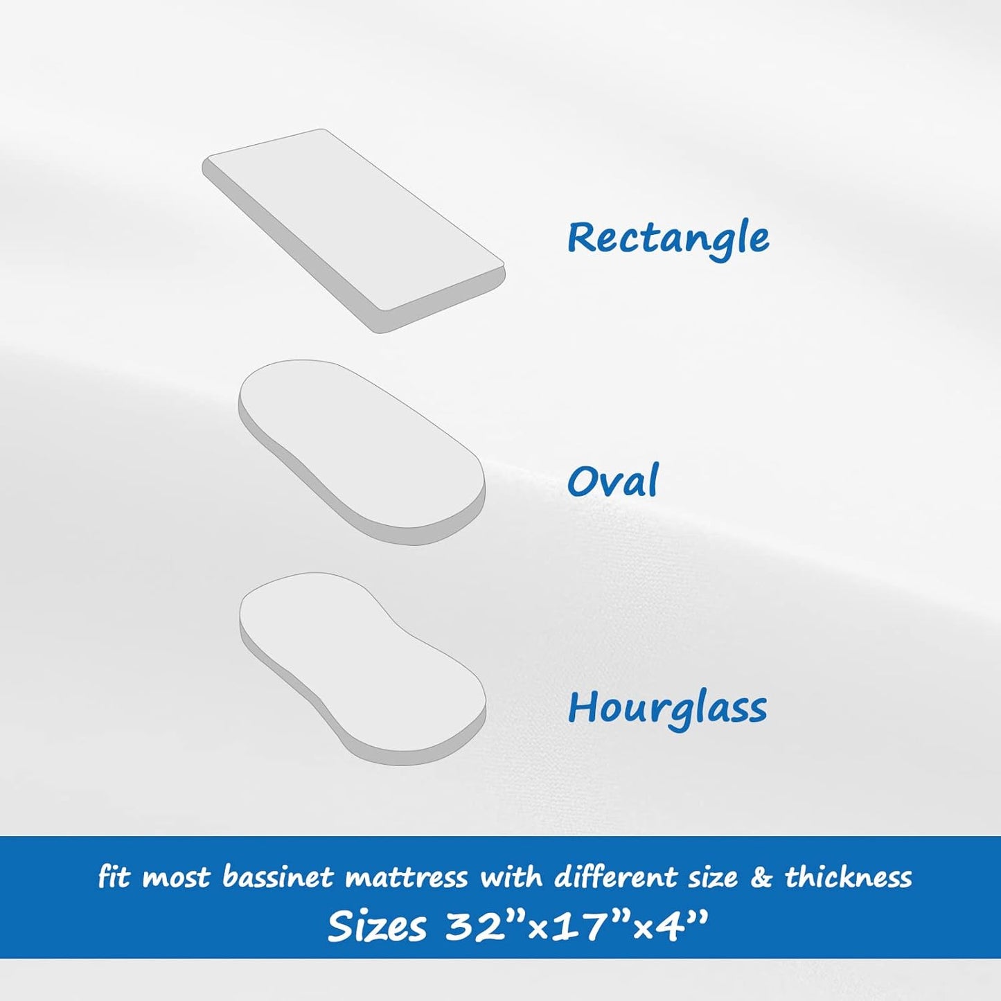Bassinet Mattress Pad Cover Fit for Baby Delight/Mika Micky/Dream On Me Lotus/ANGELBLISS/KoolerThings (3 in 1) Bedside Sleeper, Waterproof Bassinet Mattress Protector Quilted Bassinet Sheets 2 Pack