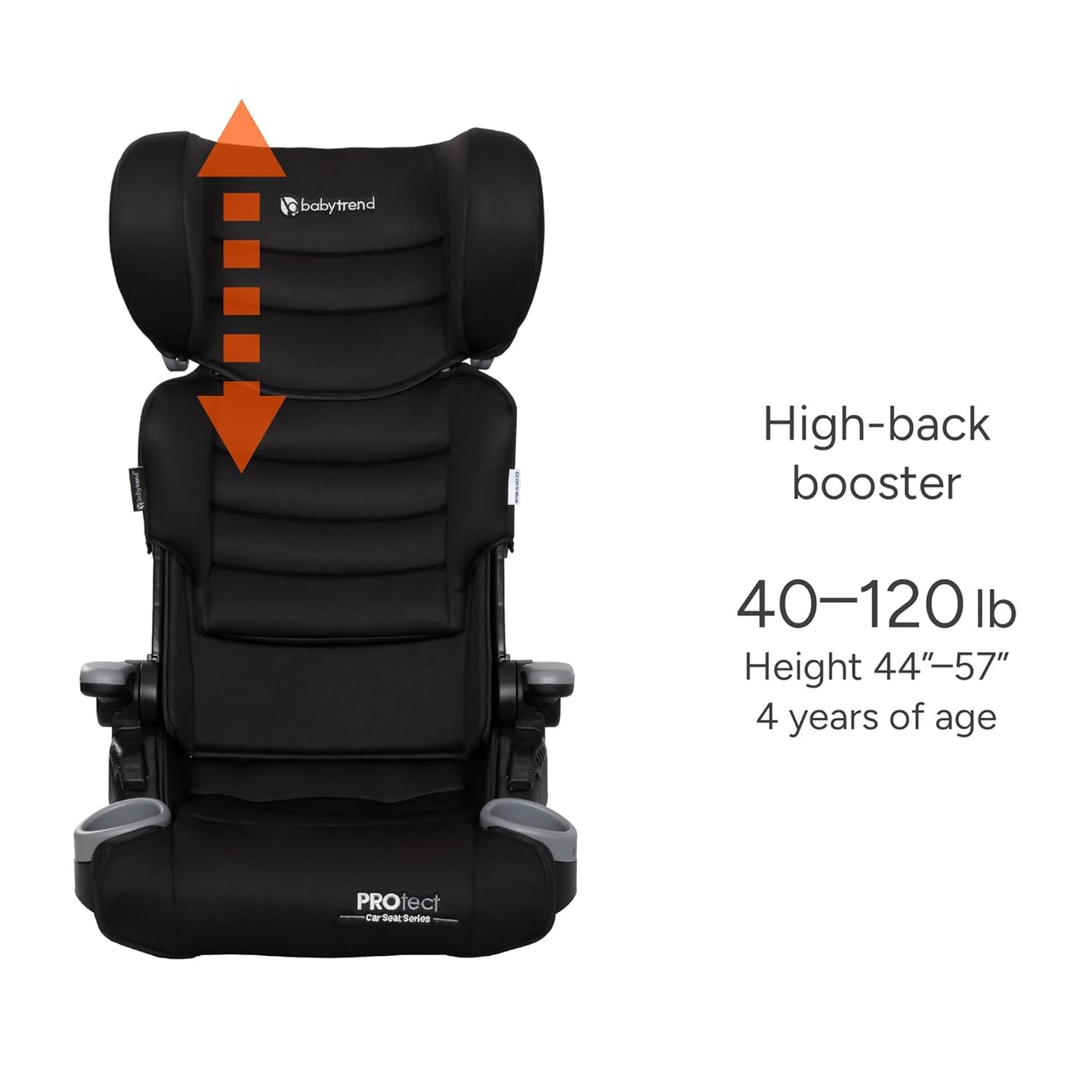 Baby Trend Protect 2-in-1 Booster Seat, Grey Tech – Lightweight Belt-Positioning Design, Cushioned Comfort, Everyday Big-Kid Support