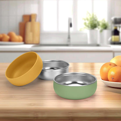 ShineMe Stainless Steel Bowls, 6 pack Snack Containers with Removable Colorful Silicone Sleeves, Unbreakable Kids Bowls for Icecream, Soup, Cereal, Yogurt...