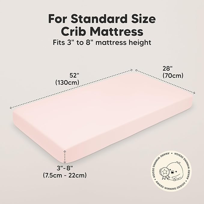 KeaBabies 2-Pack Organic Crib Sheets for Boys, Girls - 52x28 Fitted Crib Mattress Sheet Neutral, Breathable Jersey Cotton Cover for Baby Bed, Toddler Mattress, Soft & Cute Prints (Mist Rose)