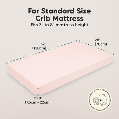 KeaBabies 2-Pack Organic Crib Sheets for Boys, Girls - 52x28 Fitted Crib Mattress Sheet Neutral, Breathable Jersey Cotton Cover for Baby Bed, Toddler Mattress, Soft & Cute Prints (Mist Rose)
