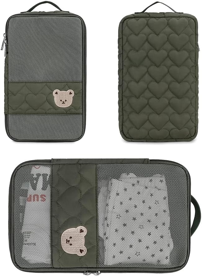 MOMIGO Baby Diaper Bag Organizer Pouches Waterproof Mini Diaper Bag - 2 pcs/set Foldable Hanging Bag Reusable, Washable or Cloth Diapers, with Gift for Baby Shower (Khaki（A）)