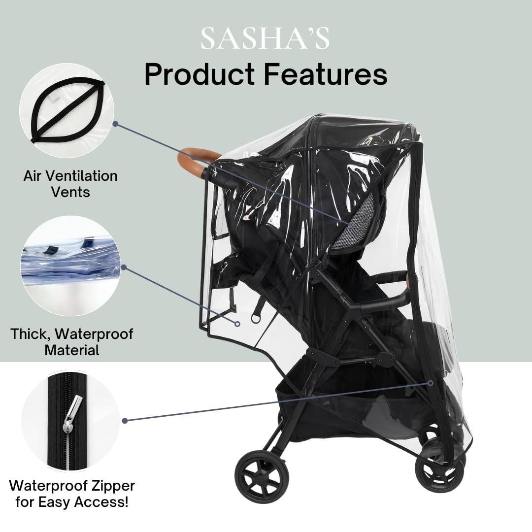 Rain Cover for Zoe Twin Double Stroller by SASHA'S, Zipper Access, Maximum Coverage, Weather Shield (Stroller not Included)
