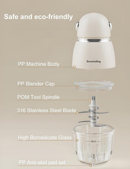 Baby Food Maker, Creamy White Baby Food Blender, 10oz Food Puree Maker, Food Processor for Foods Fruit Vegetable Meat, 8-Second Quick Soft Food Prep，BPA-Free