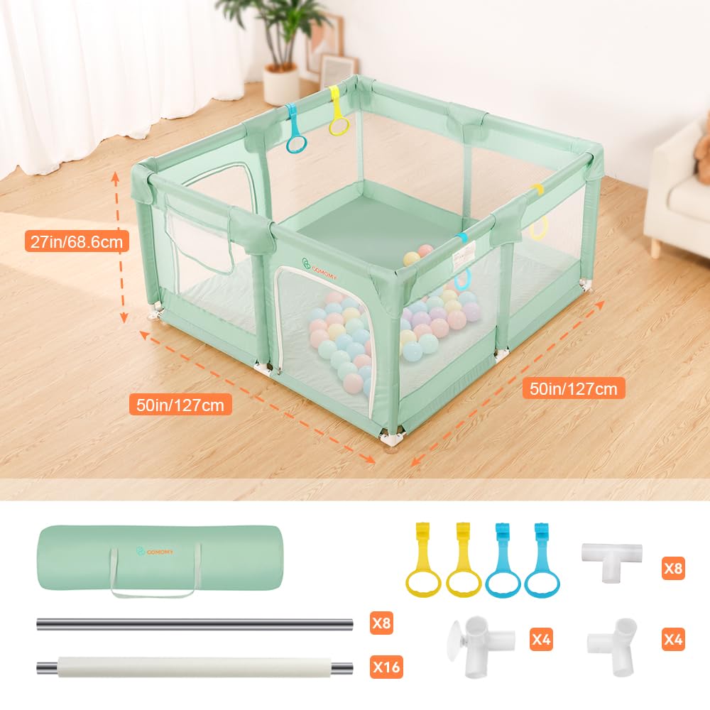 COMOMY Playpens for Babies and Toddlers, Small Baby Play Pens, Activity Center for Safe and Non-Slip Baby Fence, Full Mesh Design, Indoor & Outdoor Kids Activity Center (Dark Grey, 36"x36")