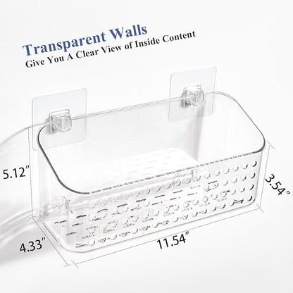 Bath Toy Storage 2 Packs, Large Bath Toy Holder, Quick Dry Bathtub Toys Organizer, Shower Caddy Shower Organizer for Bathroom Storage, No Drill Shelves Basket, Drainable, Clear White