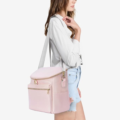 Minsong Diaper Bag Backpack, Fashion Leather Mommy Backpacks, Travel Baby Diaper Bags with in Bag Organizer and Changing Pad (Pink)